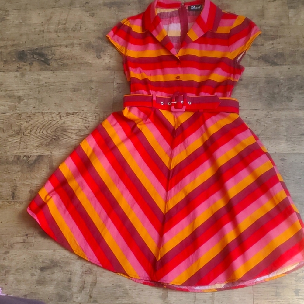 Vintage Style Striped Swing Dress